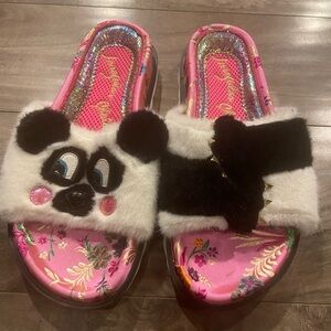 Panda Slide Sandals - Pink and Black